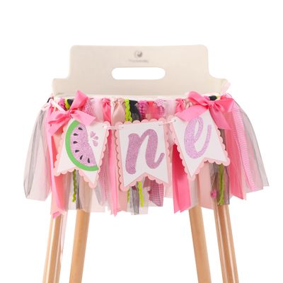 Watermelon High Chair Banner - One in a Melon Watermelon Themepink Watermelonwatermelon Party Decorationssmash Cake Photo Prop Backdropgirls Firsteat Melon in Summer.