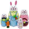 Kakeah Cute Cartoon Rabbit Nesting Dolls Wooden Matryoshka Russian Doll Handmade Stacking Toy Set 5 Pieces for Kids view 1