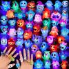 NPET 50Pcs Halloween Treats Light Up LED Rings, Non Candy Halloween Trick or Treats 3D Flashing Rings Toys Glow In the Dark Halloween Party Favor Ring Toy Gifts For Kids Adults Goodie Bag Stuffers view 1