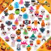 NPET 50Pcs Halloween Treats Light Up LED Rings, Non Candy Halloween Trick or Treats 3D Flashing Rings Toys Glow In the Dark Halloween Party Favor Ring Toy Gifts For Kids Adults Goodie Bag Stuffers view 3