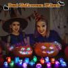 NPET 50Pcs Halloween Treats Light Up LED Rings, Non Candy Halloween Trick or Treats 3D Flashing Rings Toys Glow In the Dark Halloween Party Favor Ring Toy Gifts For Kids Adults Goodie Bag Stuffers view 4
