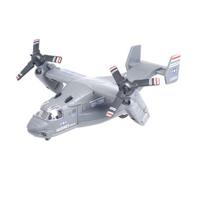 Ailejia Alloy Metal Airplane MV-22 Military Osprey Transport Helicopter Model Army Aircraft Air Force Toy with Pull Back Fighter Toy (Grey)