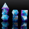 Sharp Edge DND Dice Set Handmade 7 Accessories Dice for Dungeons and Dragons TTRPG Games, Multi-Sided RPG Polyhedral Resin Sharp Edge Dice Roleplaying Games (Gradual Purple) view 1