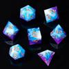 Sharp Edge DND Dice Set Handmade 7 Accessories Dice for Dungeons and Dragons TTRPG Games, Multi-Sided RPG Polyhedral Resin Sharp Edge Dice Roleplaying Games (Gradual Purple) view 2