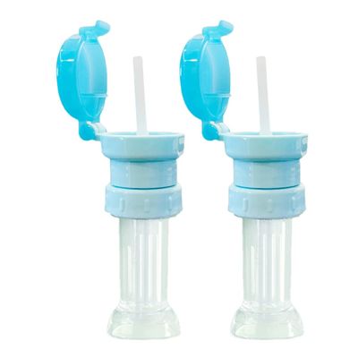 Kisangel 2pcs Spill Proof Water Cover Cap Safe Drink Straw Sippy Cap Portable with Straw for Supplies Sky-blue