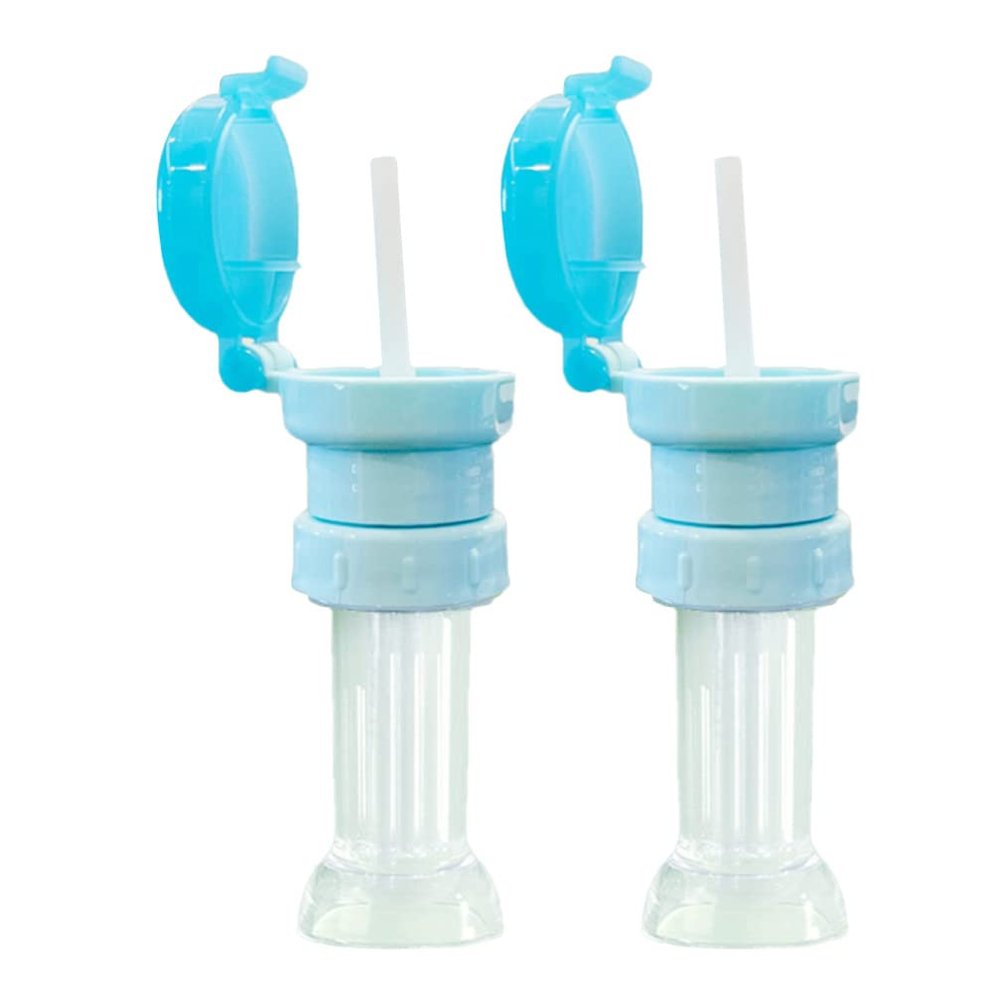 Kisangel 2pcs Spill Proof Water Cover Cap Safe Drink Straw Sippy Cap Portable with Straw for Supplies Sky-blue