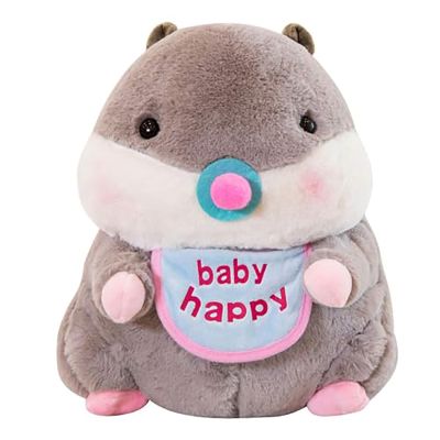 AngelGift Cuddly Hamster Soft Stuffed Animals Cushion Toy Doll, 8" /20cm Mouse Plushie Toys Best Birthday Gifts for The Children Kids Baby Toys (Bib)