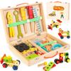 Bravmate Toddler Tool Set with Portable Tool Box & DIY Stickers, Wooden Kids Tool Sets for Boys Girls Age 2-4, STEM Montessori Educational Preschool Toys, Birthday Gifts for 3+ Years Old view 1