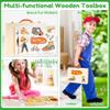 Bravmate Toddler Tool Set with Portable Tool Box & DIY Stickers, Wooden Kids Tool Sets for Boys Girls Age 2-4, STEM Montessori Educational Preschool Toys, Birthday Gifts for 3+ Years Old view 3