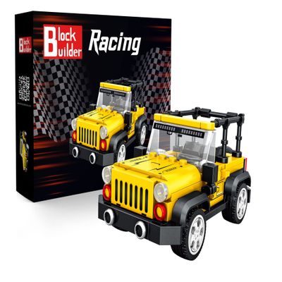 Block Builder Jeep Wrangler Car Building Block Set (242 Pieces). Racing Car Building Blocks for Kids and Adults