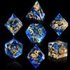 AUSTOR 7-Die DND Dice Set Handmade Sharp Edge Polyhedral Dice for Dungeons and Dragons RPG MTG Table GamesTranlucent Blue with Glod Sequins view 3