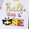 Baby Girls Bee Half 1/2 Birthday Outfit Bumble Bee dress Romper Tutu Skirt Headband Bow Tutu Dress 3PCS Clothes Set for Cake Smash Photo Prop Yellow Bee - Half Way to One 6 Months view 4