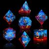 AUSTOR 7-Die DND Dice Set Handmade Sharp Edge Polyhedral Dice for Dungeons and Dragons RPG MTG Table GamesFlame Red & Ice Blue view 1