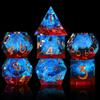 AUSTOR 7-Die DND Dice Set Handmade Sharp Edge Polyhedral Dice for Dungeons and Dragons RPG MTG Table GamesFlame Red & Ice Blue view 2