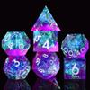 AUSTOR 7-Die DND Dice Set Handmade Sharp Edge Polyhedral Dice for Dungeons and Dragons RPG MTG Table GamesViolet & Blue view 2