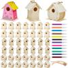 21 Sets DIY Birdhouse Kit to Build and Paint, Include Unfinished Wooden Bird House, Strips and Colorful Painting Pens for Fun Craft Activity Creative DIY Art Project view 1
