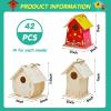 21 Sets DIY Birdhouse Kit to Build and Paint, Include Unfinished Wooden Bird House, Strips and Colorful Painting Pens for Fun Craft Activity Creative DIY Art Project view 2