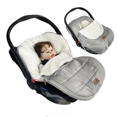 funlife Car Seat Bunting Bag Set, Cover for Spring Fall, Front Height Adjustable Waterproof Infant Carseat Bunting Bag for Winter, for Harsh Winter Use Car Seat Cover and Bunting Bag Together,Grey