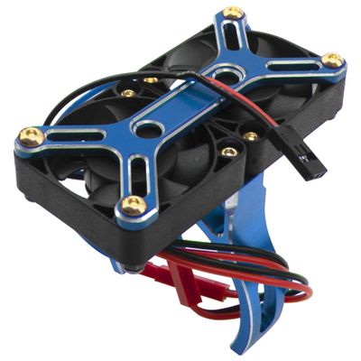 Vgoohobby 4985 1717 Brushless Motor Heat Sink Dual Cooling Fan Motor Heatsink Compatible with 1/5 Traxxas X-Maxx Arrma RC Car (Blue)