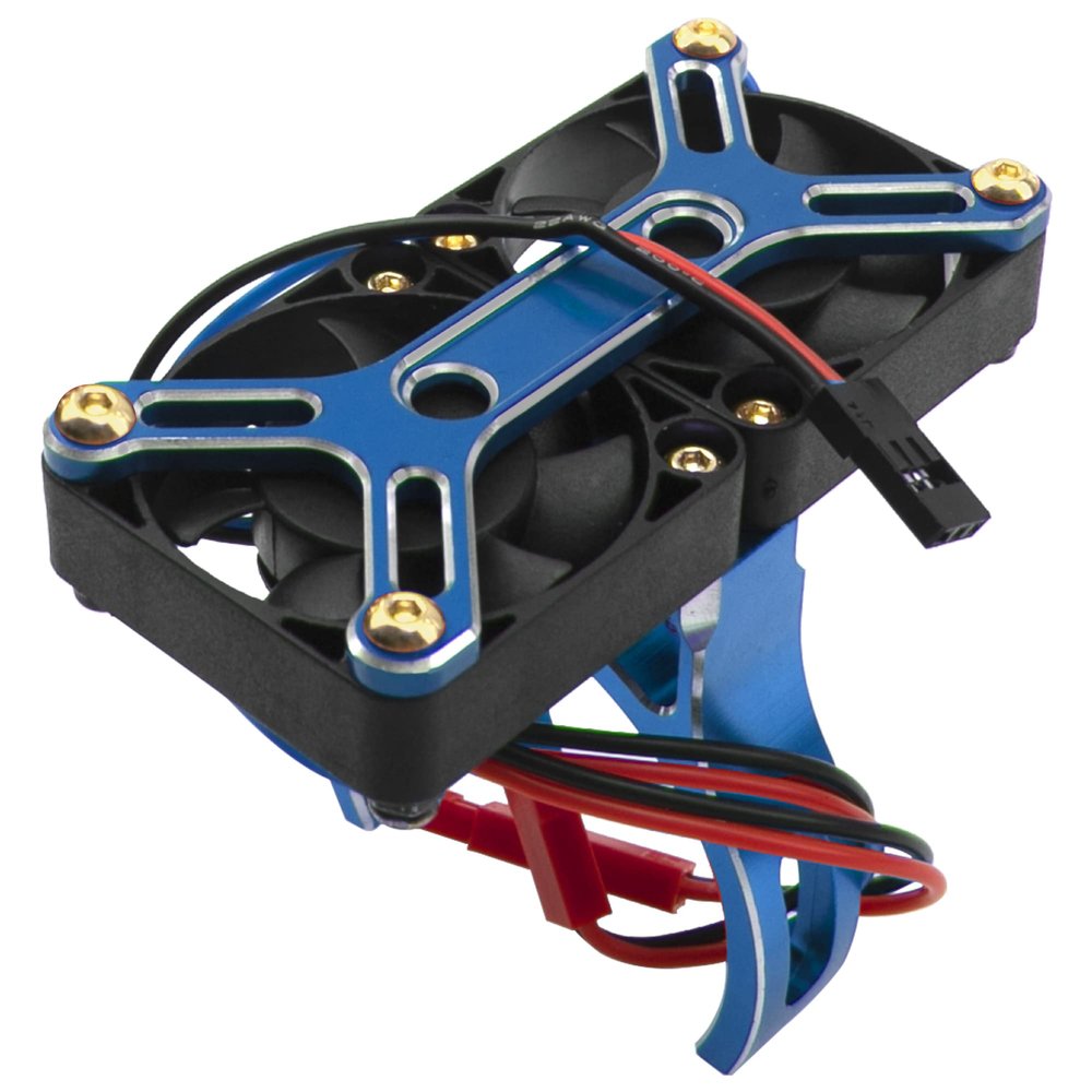 Vgoohobby 4985 1717 Brushless Motor Heat Sink Dual Cooling Fan Motor Heatsink Compatible with 1/5 Traxxas X-Maxx Arrma RC Car (Blue)