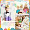 Meanplan 50 Pieces Gold Paper Crowns Birthday Crowns DIY Craft Kit for Princess Prince with 28 Sheets Gem Jewels Number Letter Stickers for Boy Girls Adults Birthday Party Favor Supplies Decoration view 4