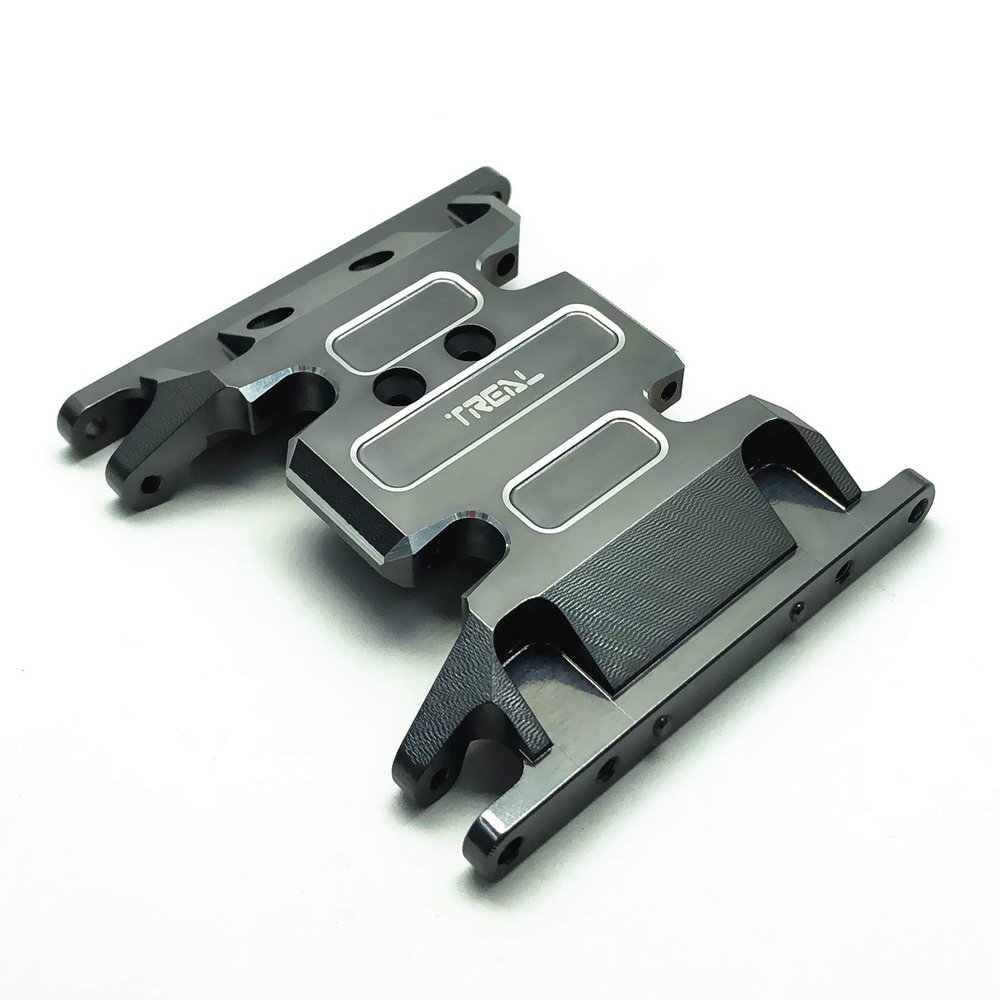 TREAL Aluminum Center Transmission Skid Plate Mount for Axial SCX10 II Upgrades 1/10 RC Crawler 90046 90047 Parts (Gray)