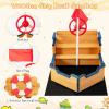 HONEY JOY Pirate Ship Kids Sandbox, Wooden Sand Box w/Storage Bench, Seat, Ground Liner, Sandpit Boat w/Rudder, Buoy, Realistic Flag, Children Outdoor Furniture for Backyard, Lawn, Garden view 3