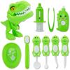 10PCS Plastic Dinosaur Simulation Dentist Play Set Animal Animation Medical Kit Pretend Toy for Kids Hygienic Habbit Cultivation Role Play Game for Children 4 Colors Simple OPP Bag Packaging (Green) view 1