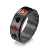 INRENG Stainless Steel Anxiety Ring Spinner Ring for Men Women Anxiety Relief Poker Playing Cards Pattern Fidget Rings Black Size 10 view 1