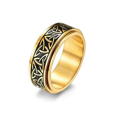 SINLEO Stainless Steel Anxiety Ring Celtic Knot Spinner Ring for Men Women Fidget Rings Stress Relieving Tool Jewelry for Anxiety Gold Size 12