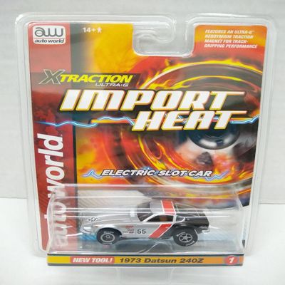 Auto World SC378-1A Import Heat 1973 Datsun 240Z HO Scale Electric Slot Car - Silver