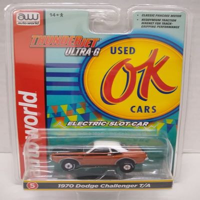 Auto World SC377-5B OK Used Cars 1970 Challenger T/A HO Scale Electric Slot Car - Copper