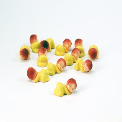 CalCastle Craft Mini Sleeping Baby Figurines Baby Shower Favor Decor Party Decorations (1.5", Yellow - 12 pc)