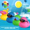 24 Pcs Mini Rubber Ducks with Sunglasses, Rubber Ducks in Bulk Valentine Bathtub Toys for Cruise Valentines Kids Classroom Gift Exchange(Eyeglasses,Yellow, Blue, Pink, Black, Green) view 3