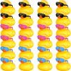 24 Pcs Mini Rubber Ducks with Sunglasses, Rubber Ducks in Bulk Valentine Bathtub Toys for Cruise Valentines Kids Classroom Gift Exchange(Eyeglasses,Yellow, Blue, Pink, Black) view 1