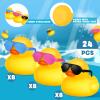 24 Pcs Mini Rubber Ducks with Sunglasses, Rubber Ducks in Bulk Valentine Bathtub Toys for Cruise Valentines Kids Classroom Gift Exchange(Eyeglasses,Yellow, Blue, Pink, Black) view 3