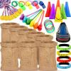 51 Pcs Carnival Outdoor Games Set Potato Sack Race Bags 3 Legged Race Bands Egg and Spoon Game Colorful Rings Cone Throwing Game with Prizes and Whistles for Family Yard Lawn Birthday Party Games view 1