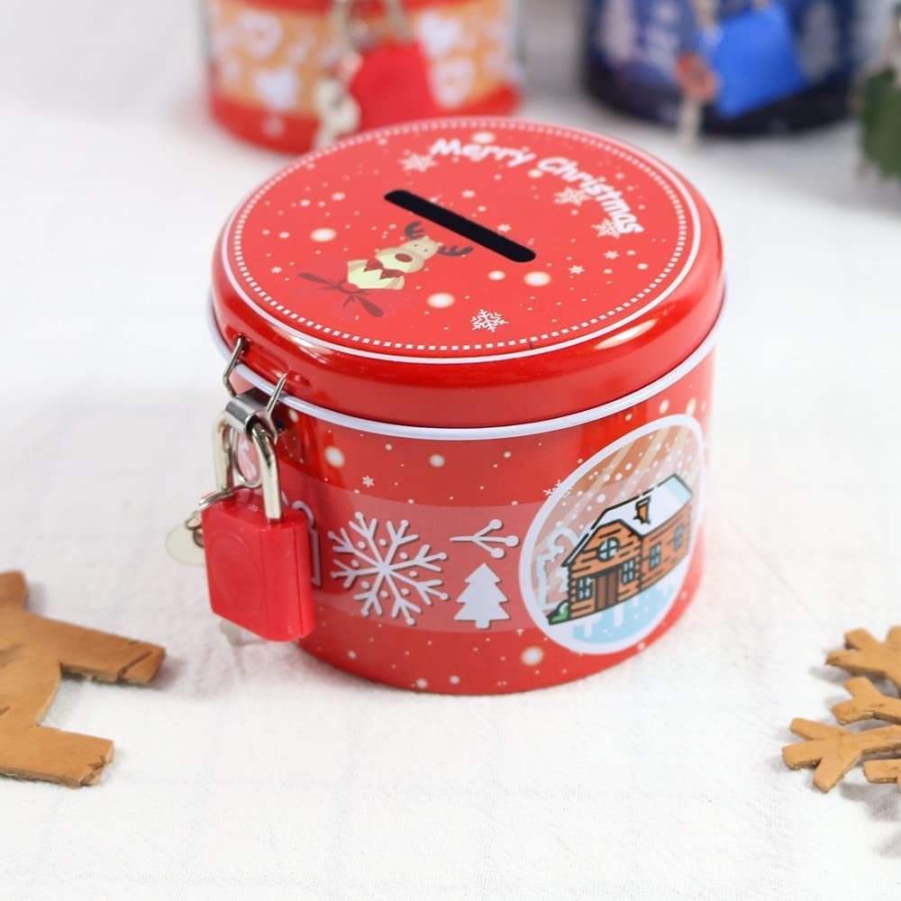 Piggy Bank Cute Piggy Bank Birthday,Gift Coins Saving Box Round,with Metal Lock Key Box Cartoon Savings Bank One Small Opening Useful