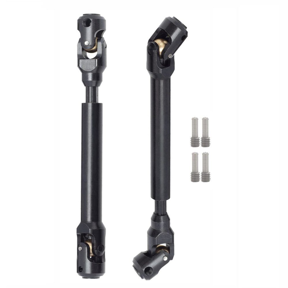 AMOGOT 2Pcs Internal Spline RC Drive Shaft 112-170mm for 1/10 Axial SCX10 Trx4 SCX10II 90046 Wraith D90 TF2 Redcat Gen7 GEN8 RC Crawler, Steel Metal Universal Joint Driveshaft C