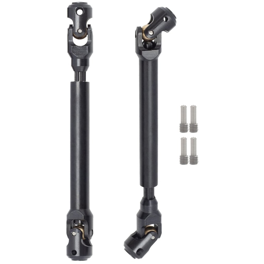 AMOGOT 2Pcs Internal Spline RC Drive Shaft 121-190mm for 1/10 Axial SCX10 Trx4 SCX10II 90046 Wraith D90 TF2 Redcat Gen7 GEN8 RC Crawler, Steel Metal Universal Joint Driveshaft D