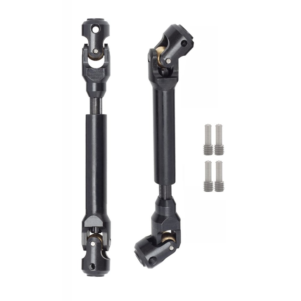 AMOGOT 2Pcs Internal Spline RC Drive Shaft 96-140mm for 1/10 Axial SCX10 Trx4 SCX10II 90046 Wraith D90 TF2 Redcat Gen7 GEN8 RC Crawler, Steel Metal Universal Joint Driveshaft B