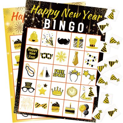 Fancy Land New Year Bingo Game for Kids 24 Players Holiday Party Game Supplies New Years Eve Party Supplies