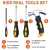 QeeHeng Kids Real 20Pcs Construction Tool Set with Blue Toolbox and Protective Clothing, Beginner Woodworking Tool Set, Educational Gift view 2