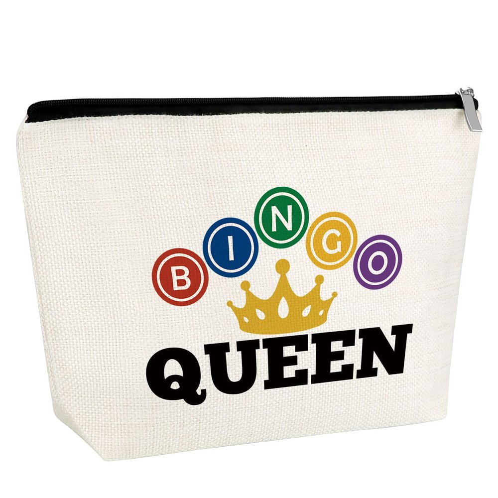 Bingo Game Gift for Women Makeup Bag Bingo Lover Gambler Gift for Teens Bingo Bags Queen Birthday Gifts for Bingo Player Bingo Queen Gift for Her Bingo Cosmetic Bag Bingo Gifts Bingo Organizer Pouch