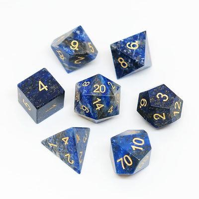 Lapis Lazuli Natural Gem Dice 7 Pieces D&D Gem Dice Set DND Polyhedarl Dice Set, Free Dice Bag, Used in Dungeons and Dragons RPG Game