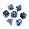 Lapis Lazuli Natural Gem Dice 7 Pieces D&D Gem Dice Set DND Polyhedarl Dice Set, Free Dice Bag, Used in Dungeons and Dragons RPG Game view 1