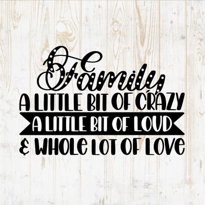 Family A Little Bit Of Crazy A Little Bit Of Loud & Whole Lot Of Love - Family Wall Decals - Family Wall Stickers Quotes Sayings Sign - Car Window Home Kitchen Bedroom Kids Living Nursery Room Wall Decor DWSV7217