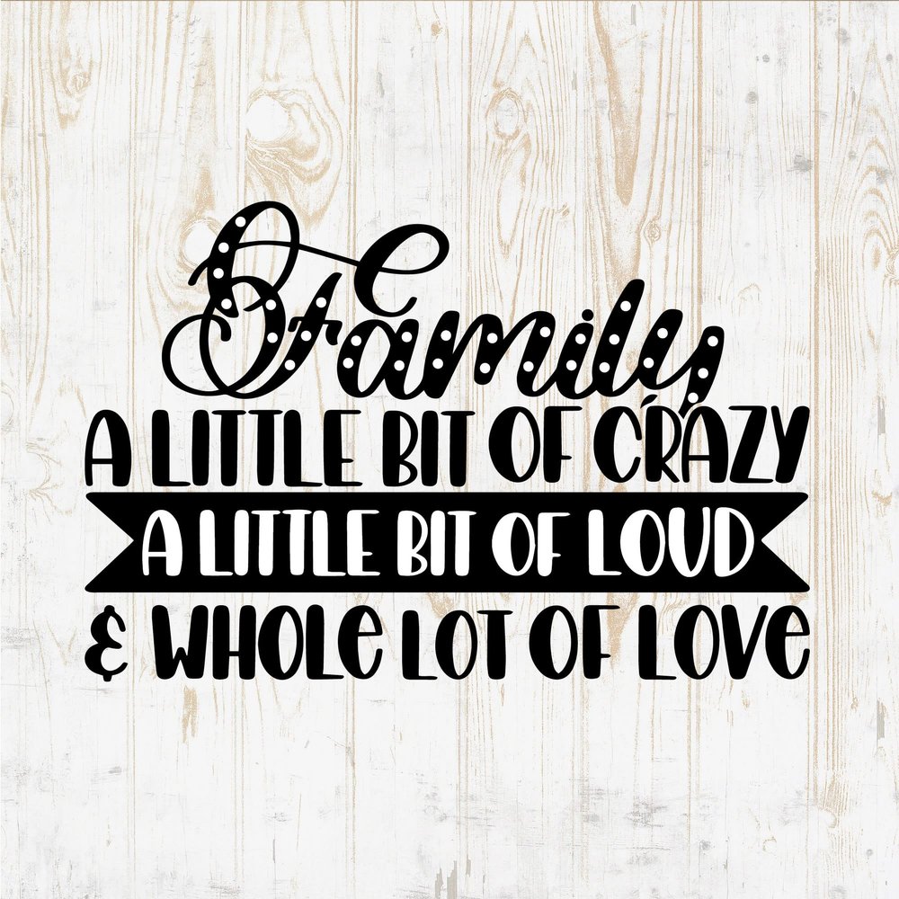 Family A Little Bit Of Crazy A Little Bit Of Loud & Whole Lot Of Love - Family Wall Decals - Family Wall Stickers Quotes Sayings Sign - Car Window Home Kitchen Bedroom Kids Living Nursery Room Wall Decor DWSV7217