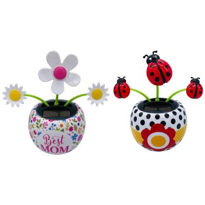 Bavokon 2 Cute Solar Power Flower Car Decor Swing Dancing Flower Solar Dancing Flower,Solar Dancing Flower,Solar Powered Happy Dancing Flower Desk Decoration Swing Auto Dance Toys