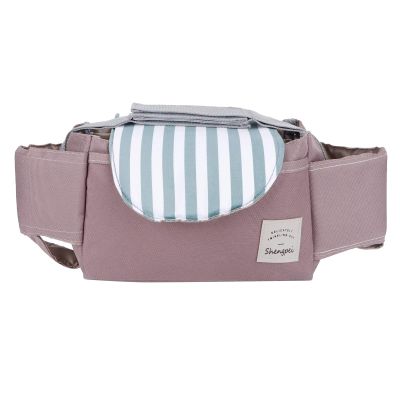 Universal Hanging Bag Organizer Cup Holder Storage Bag Strollers Accessory Multiple Pockets for Bottle,Baby Stroller Organizer, Diaper, Phone, Toys(mint stripes), Baby Stroller Organizer, Univer